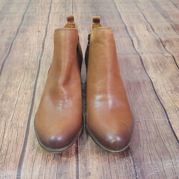 Lucky Brand Womens Boots Brown 6.5 Basel Ankle 1.5" Block Heel Almond Toe - Picture 3 of 10